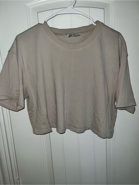 ZARA Cropped Crewneck Tee and Pant Set